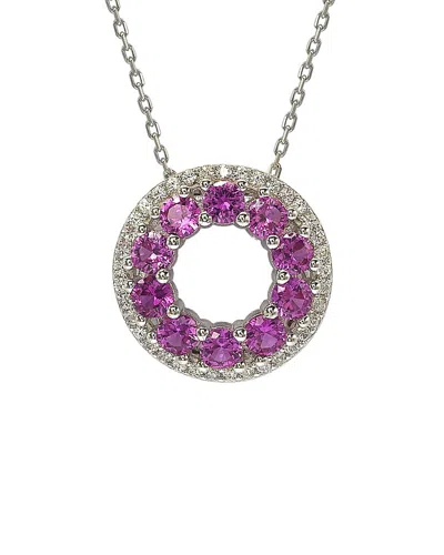 Suzy Levian Silver 0.02 Ct. Tw. Diamond & Sapphire Pendant Necklace