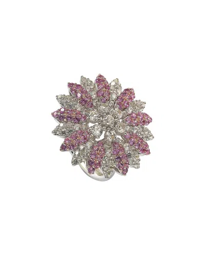 Suzy Levian Silver 0.02 Ct. Tw. Diamond & Sapphire Ring