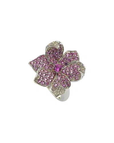 Suzy Levian Silver 0.02 Ct. Tw. Diamond & Sapphire Ring