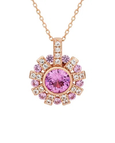 Suzy Levian Silver 0.02 Ct. Tw. Diamond & Sapphire Statement Pendant In Gold
