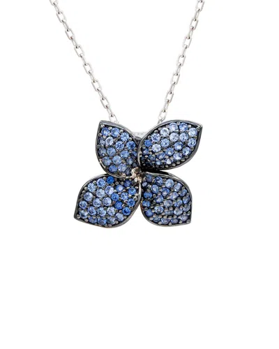 SUZY LEVIAN SUZY LEVIAN SILVER 0.02 CT. TW. DIAMOND & SAPPHIRE STATEMENT PENDANT