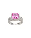 Suzy Levian Silver 0.02 Ct. Tw. Diamond & Sapphire Statement Ring
