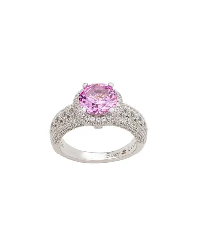 Suzy Levian Silver 0.02 Ct. Tw. Diamond & Sapphire Statement Ring In Metallic