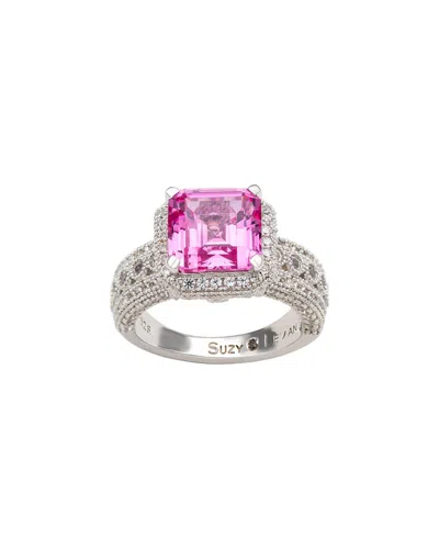 SUZY LEVIAN SUZY LEVIAN SILVER 0.02 CT. TW. DIAMOND & SAPPHIRE STATEMENT RING