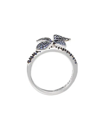 Suzy Levian Silver 0.02 Ct. Tw. Diamond & Sapphire Statement Ring