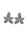 Suzy Levian Floral Sterling Silver White Sapphire Blue Sapphire Brown Diamond Stud Earrings