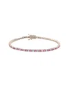 Suzy Levian Sterling Silver Round-cut Pink And White Sapphire Tennis Bracelet