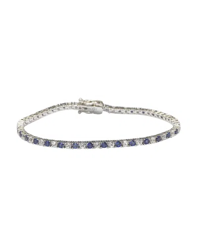 Suzy Levian Silver 0.02 Ct. Tw. Diamond & Sapphire Tennis Bracelet In No Color