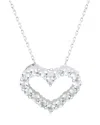 Suzy Levian Silver 0.02 Ct. Tw. Diamond & White Topaz Heart Pendant