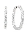 Suzy Levian Silver 0.02 Ct. Tw. Diamond & White Topaz Hoops
