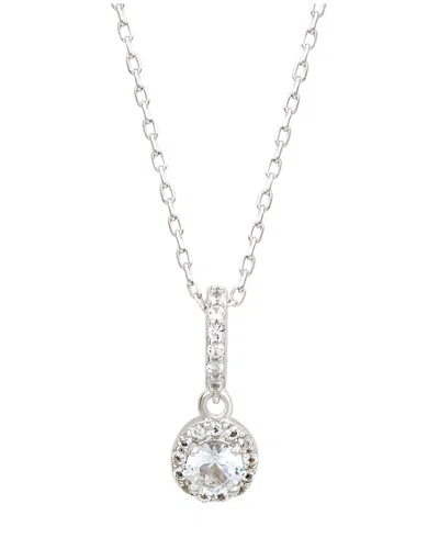 Suzy Levian Silver 0.02 Ct. Tw. Diamond & White Topaz Pendant In Metallic