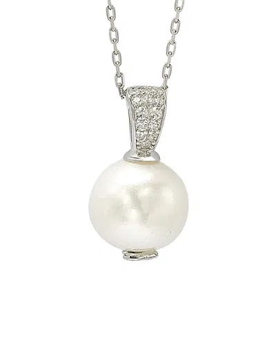 Suzy Levian Silver 0.13 Ct. Tw. Sapphire & 10mm Pearl Necklace