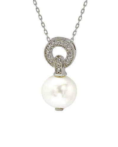 Suzy Levian Silver 0.15 Ct. Tw. Sapphire & 10mm Pearl Necklace