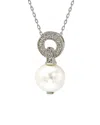 Suzy Levian Silver 0.15 Ct. Tw. Sapphire & 10mm Pearl Necklace