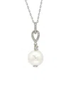 Suzy Levian Silver 0.20 Ct. Tw. Sapphire & 10mm Pearl Necklace