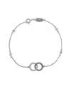 Suzy Levian Silver 0.50 Ct. Tw. Sapphire Love Links Station Bracelet