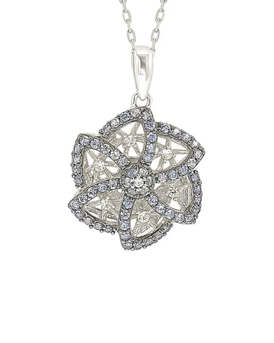 Suzy Levian Silver 0.72 Ct. Tw. Sapphire Necklace In White