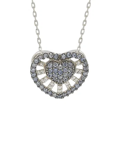 Suzy Levian Silver 0.88 Ct. Tw. Sapphire Heart Necklace