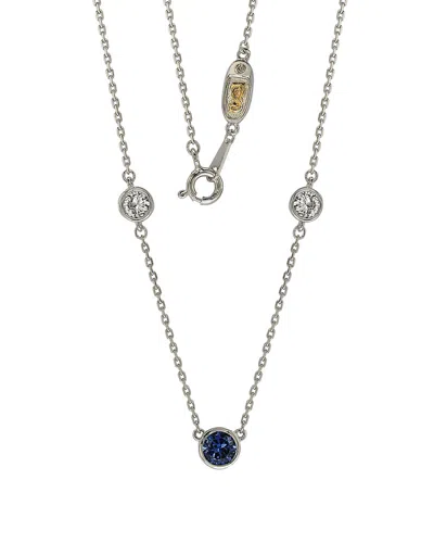 Suzy Levian Silver 1.50 Ct. Tw. Sapphire Solitaire Station Necklace
