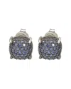 Suzy Levian Silver 1.56 Ct. Tw. Diamond & Sapphire Cluster Studs
