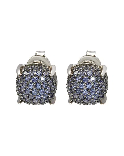 SUZY LEVIAN SUZY LEVIAN SILVER 1.56 CT. TW. DIAMOND & SAPPHIRE CLUSTER STUDS