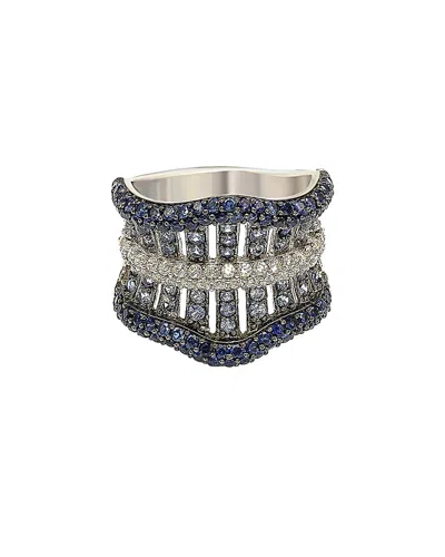 Suzy Levian Silver 3.55 Ct. Tw. Sapphire Ring