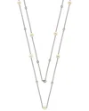 Suzy Levian Silver 3.90 Ct. Tw. Sapphire & 7-7.5mm Pearl Station Necklace