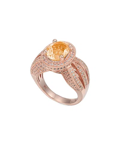 Suzy Levian Sterling Silver 4.52 Tcw Orange Citrine Oval Ring In Pink