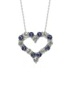 Suzy Levian Silver .77 Ct. Tw. Diamond & Sapphire Heart Necklace