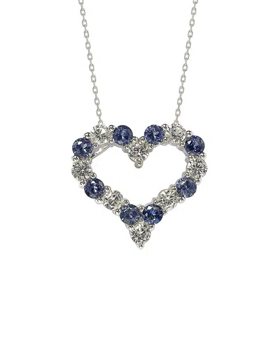 SUZY LEVIAN SUZY LEVIAN SILVER .77 CT. TW. DIAMOND & SAPPHIRE HEART NECKLACE