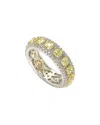 Suzy Levian Sterling Silver Cubic Zirconia Yellow And White Modern Eternity Band