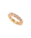 Suzy Levian Rosed Sterling Silver Pink Cubic Zirconia Asscher Cut Eternity Band