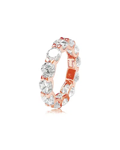 Suzy Levian Rosed Sterling Silver Cubic Zirconia Round U-shape Eternity Band In White