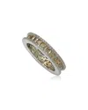 Suzy Levian Sterling Silver Princess Cut Brown Cubic Zirconia Eternity Band In Gold