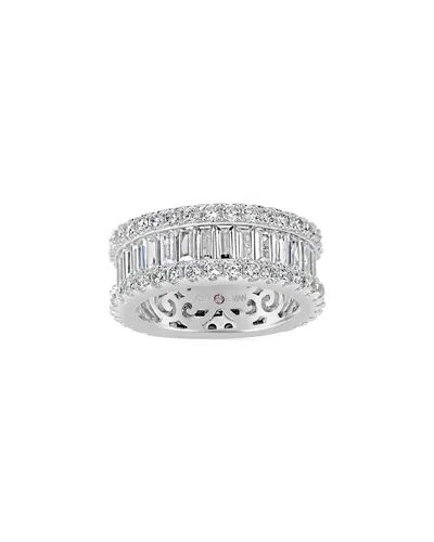 Suzy Levian Sterling Silver Cubic Zirconia White Baguette And Round Wide Eternity Band