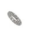 Suzy Levian White Sterling Silver Cubic Zirconia Pave U Shape Setting Eternity Band