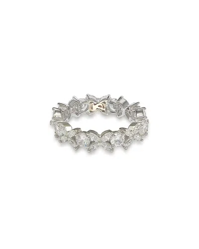 Suzy Levian Sterling Silver Cubic Zirconia Floral Eternity Band In White