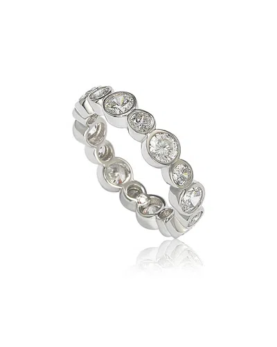 Suzy Levian Sterling Silver Cubic Zirconia Multi Circle Bezel Set Eternity Band In White