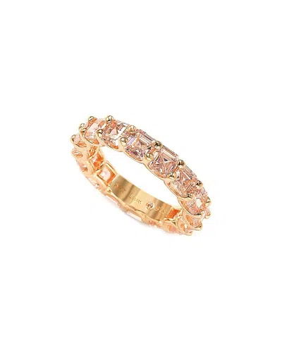 Suzy Levian Rosed Sterling Silver Pink Cubic Zirconia Asscher Cut Eternity Band