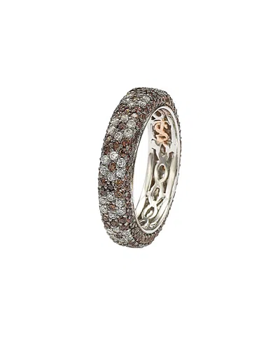 Suzy Levian Silver Cz Flower Eternity Ring