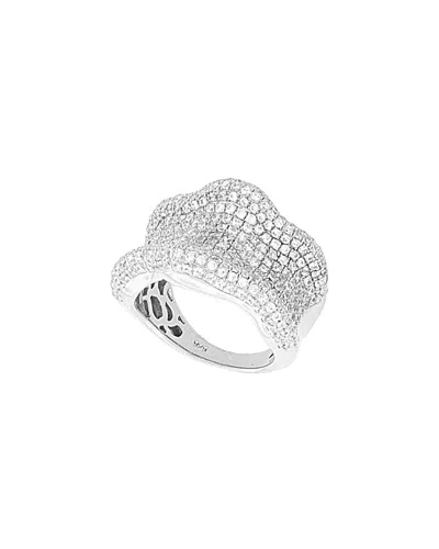 Suzy Levian Cubic Zirconia Sterling Silver Wavy Curved Ring In Metallic