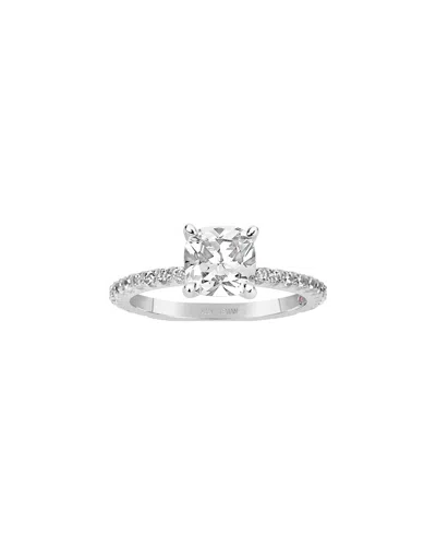 Suzy Levian Sterling Silver Round Cut Cubic Zirconia Bridal Engagement Ring In White