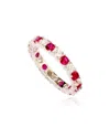 Suzy Levian Sterling Silver Cubic Zirconia Ruby Red Alternating Eternity Band Ring