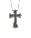 Suzy Levian Silver Diamond & Sapphire Cross Necklace