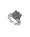 Suzy Levian Sterling Silver Pave Yellow Cubic Zirconia Ring