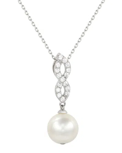 SUZY LEVIAN SUZY LEVIAN SILVER SAPPHIRE 10MM PEARL PENDANT NECKLACE