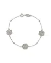 Suzy Levian Silver Sapphire Flower Station Bracelet