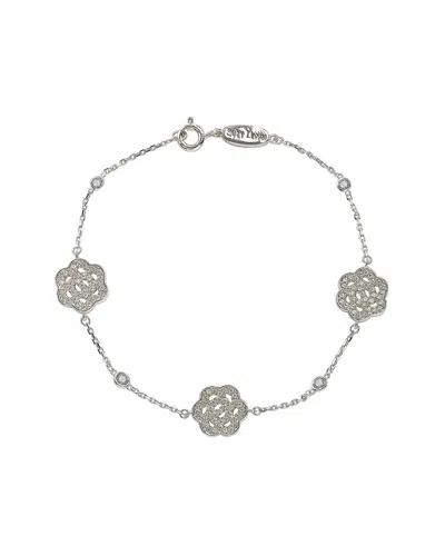 Suzy Levian Silver Sapphire Flower Station Bracelet