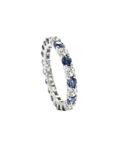 Suzy Levian Sterling Silver 2 Ct. Tw. Sapphire With Diamond Accent In Metallic