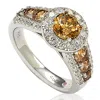 Suzy Levian Sterling Silver Round-cut Brown & White Cz Engagement Ring In Brown